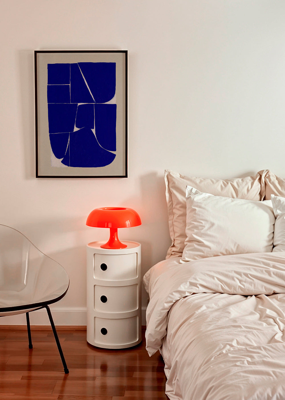 Cuadro geométrico en azul intenso con bloques orgánicos – Product1