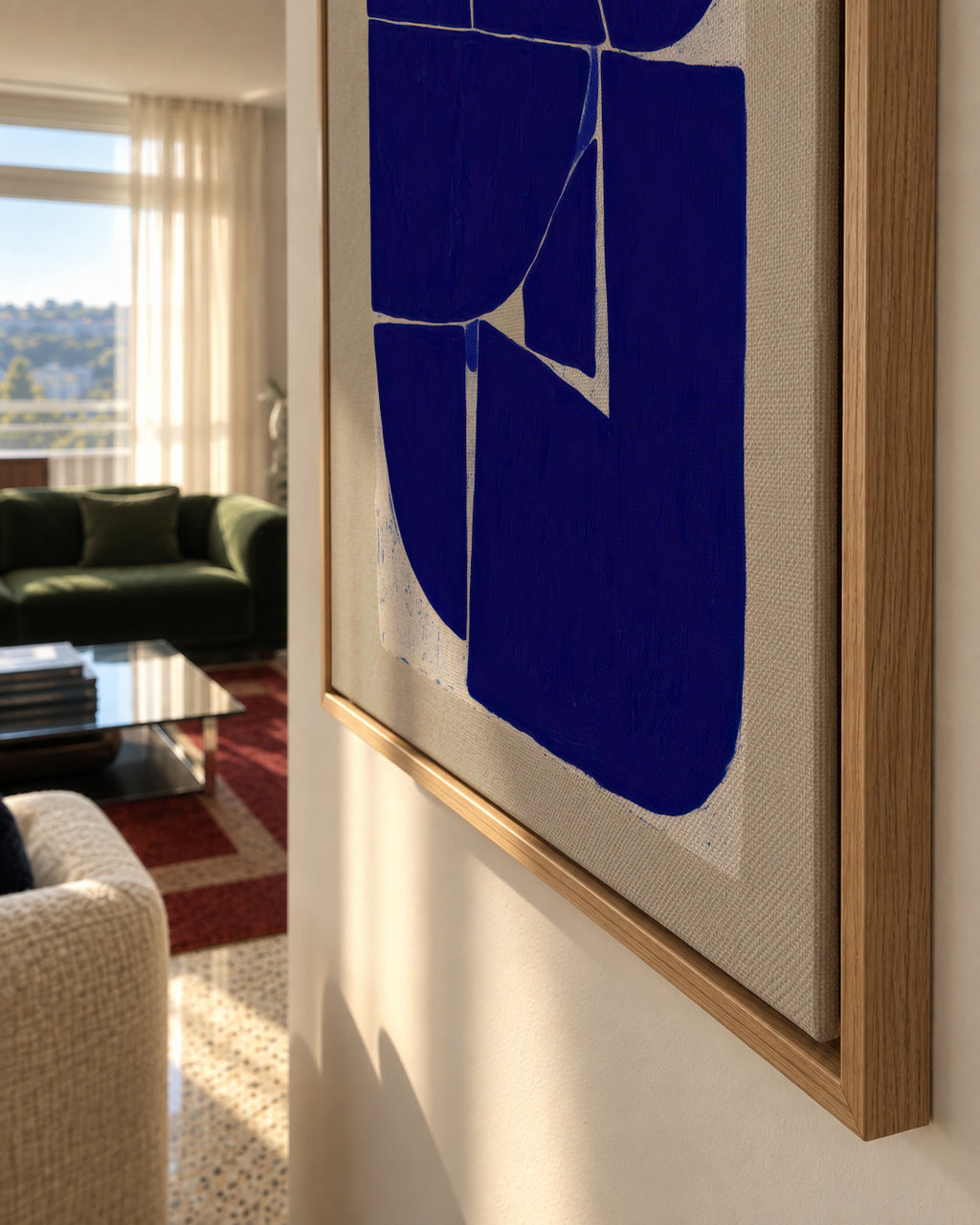 Indigo Mosaic IV - Framed canvas detail