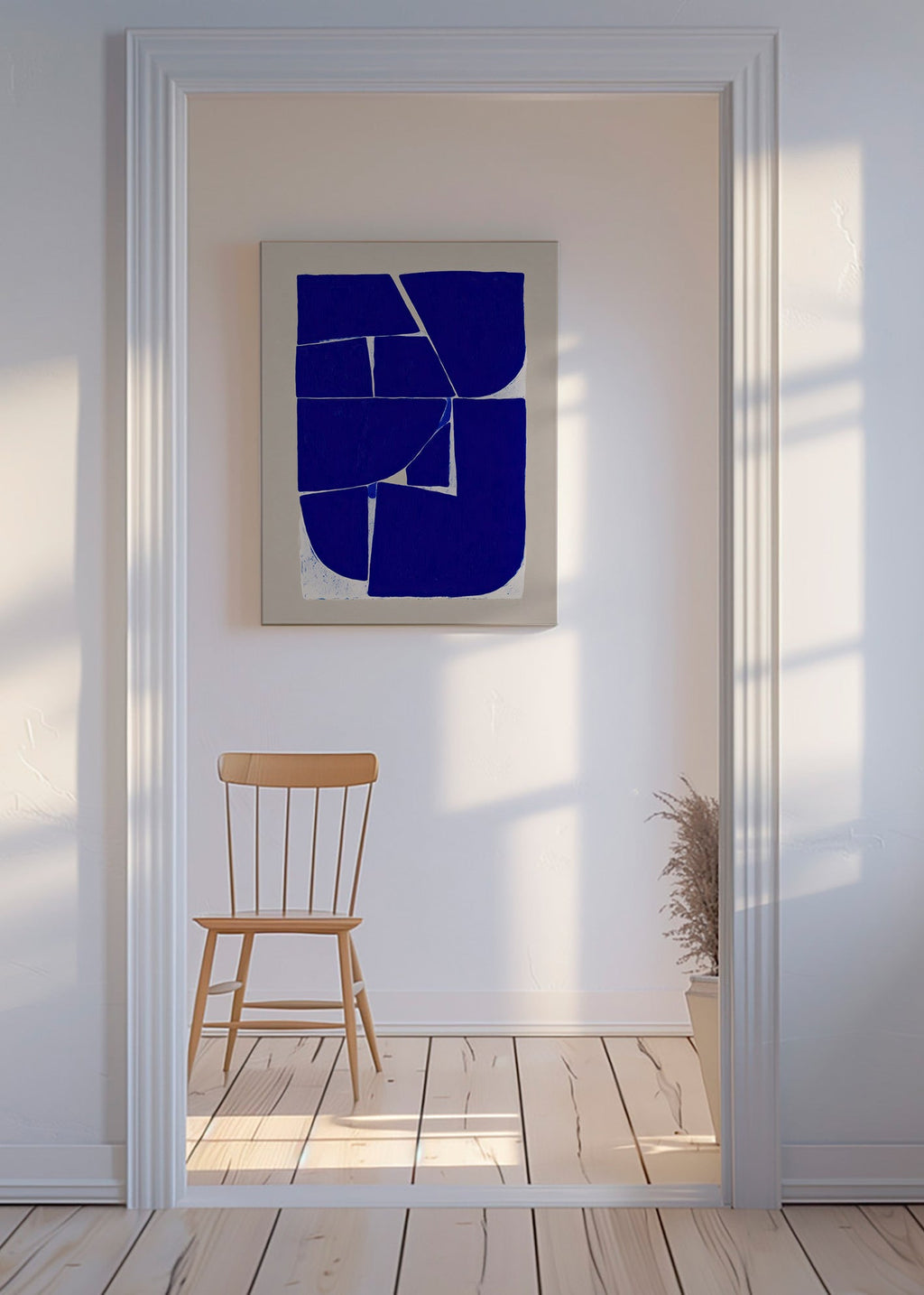 Cuadro abstracto con bloques azules orgánicos – Canvas