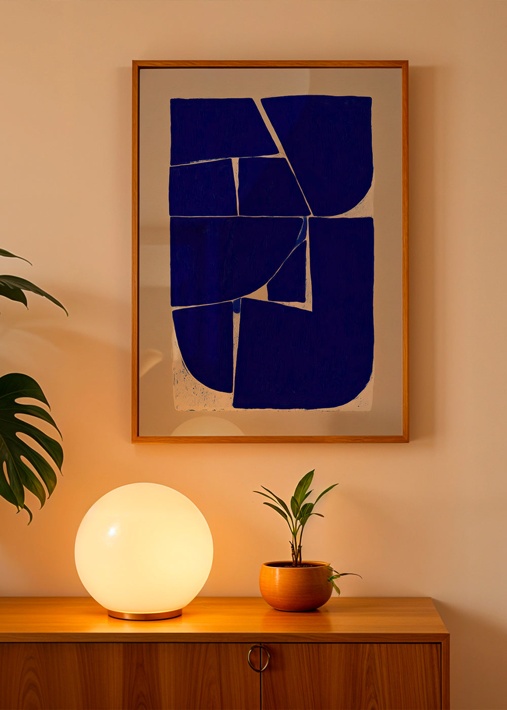 Cuadro abstracto con bloques azules orgánicos – Product2