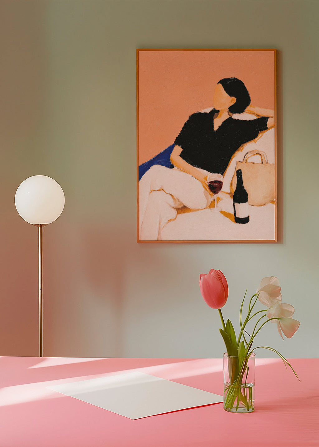 Cuadro de cocina con figura relajada y copa de vino – Product3