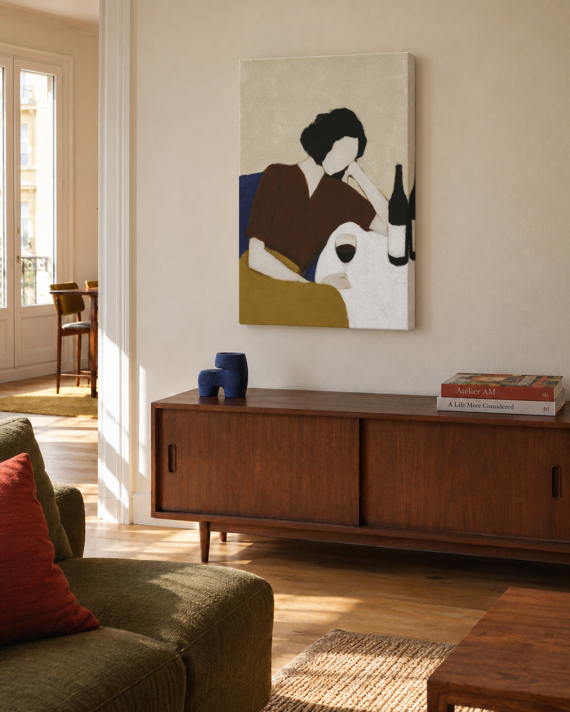 Sleeping with Wine - Unframed canvas in an interior