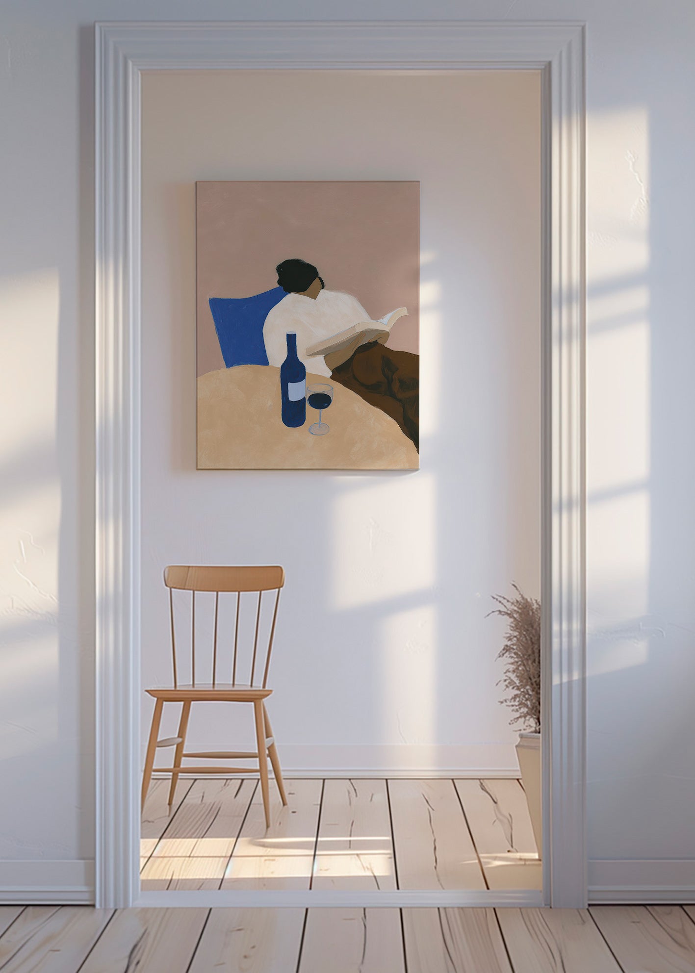 Cuadro de cocina con lectora y copa de vino – Canvas