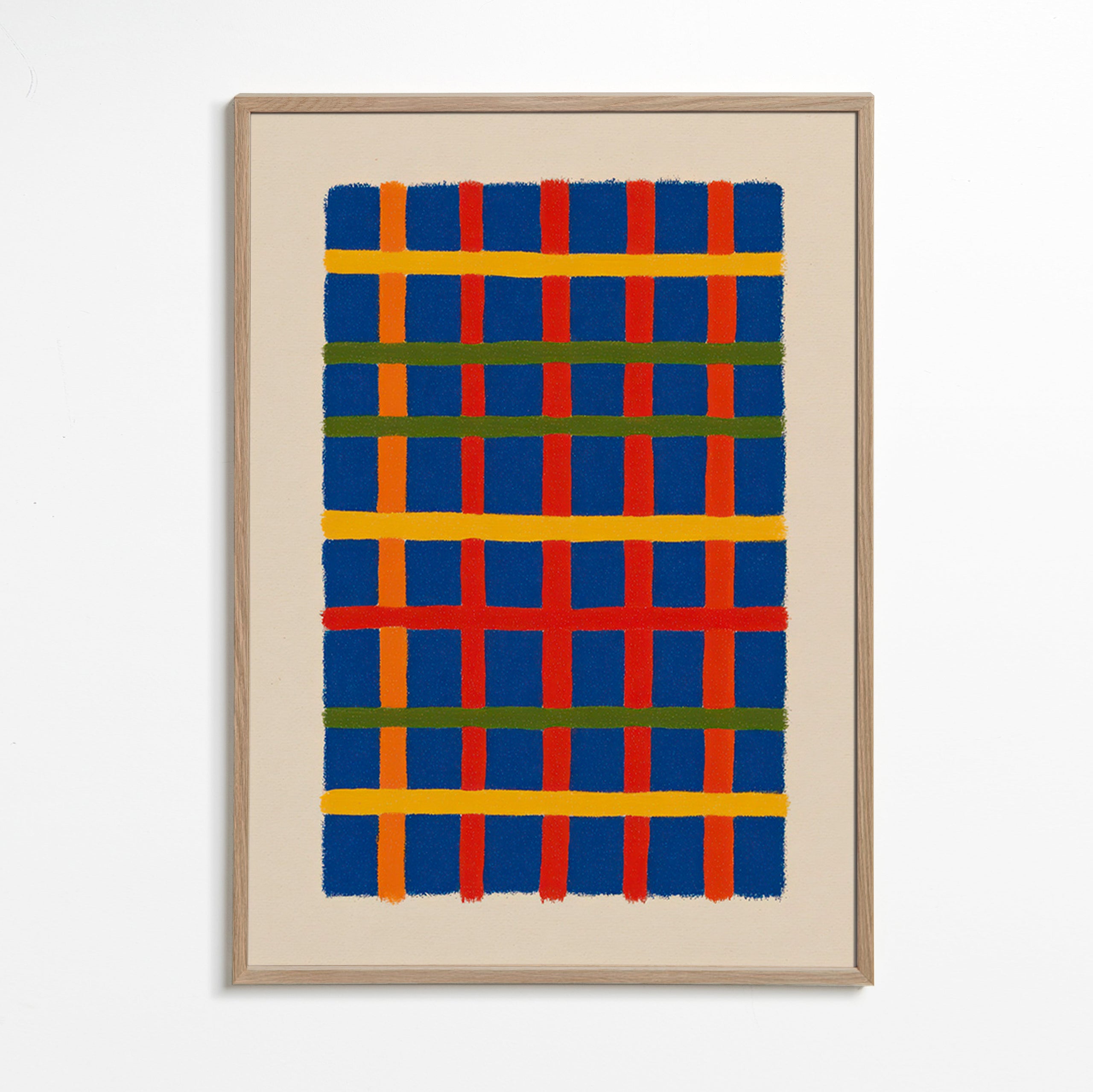 Cuadro geométrico rejilla cromática vertical – Oak Frame