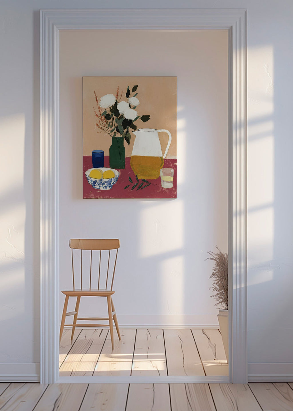 Cuadro de cocina con jarra y flores blancas – Canvas