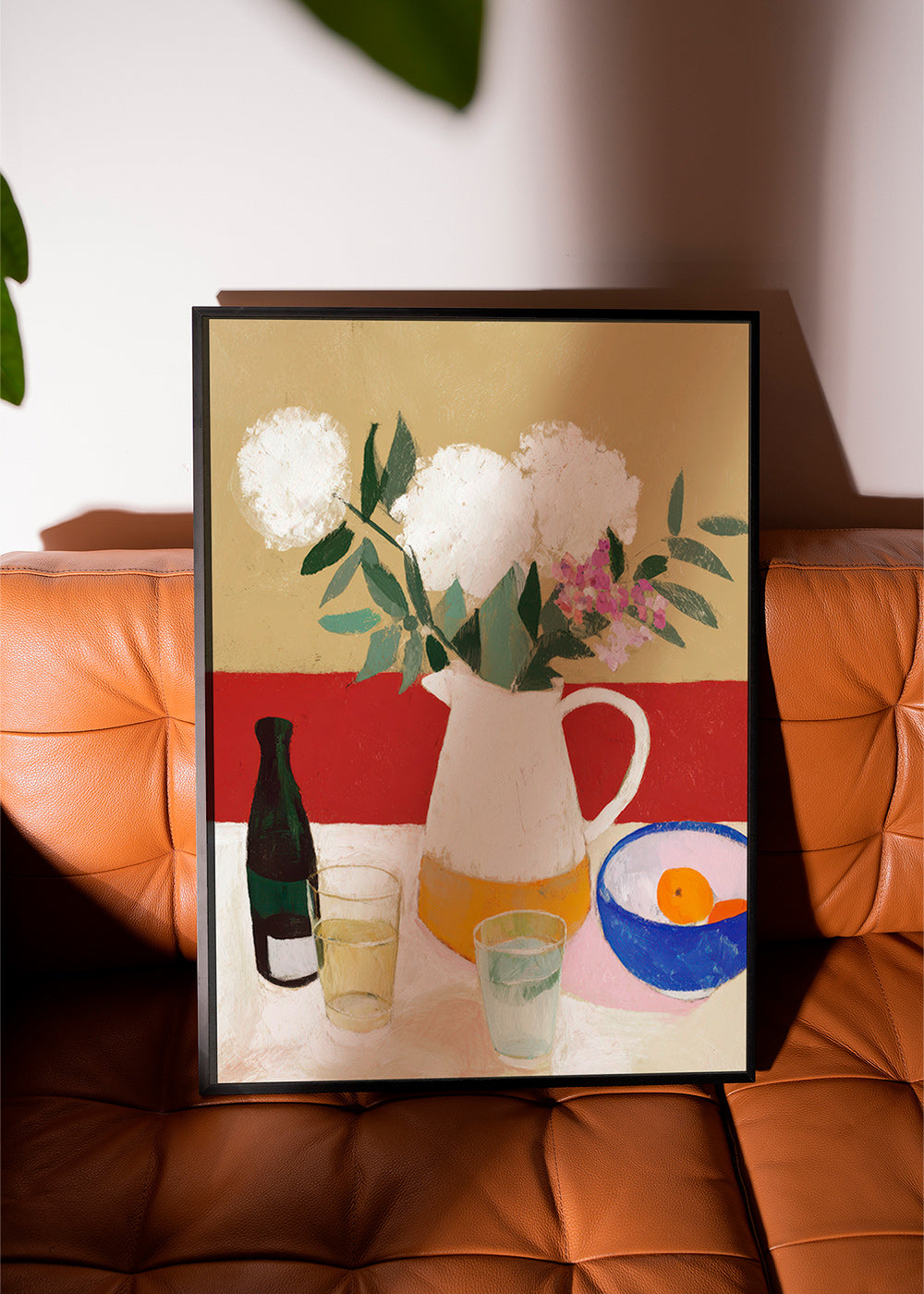 Lámina botánica con jarrón y flores blancas – Product1