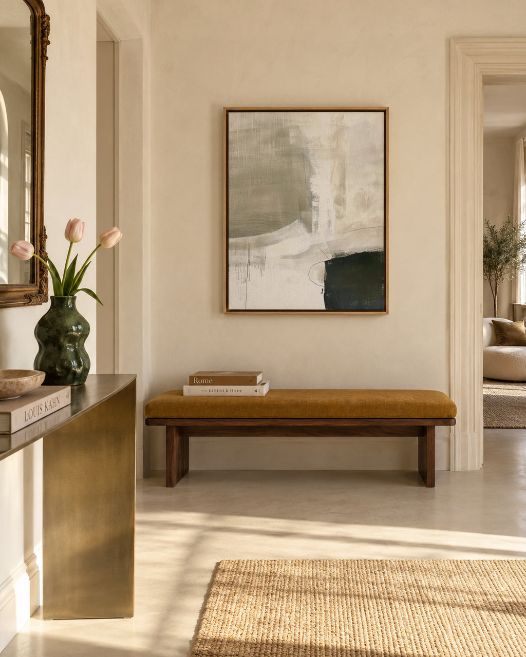 Ivory Mist - Framed canvas in an interior