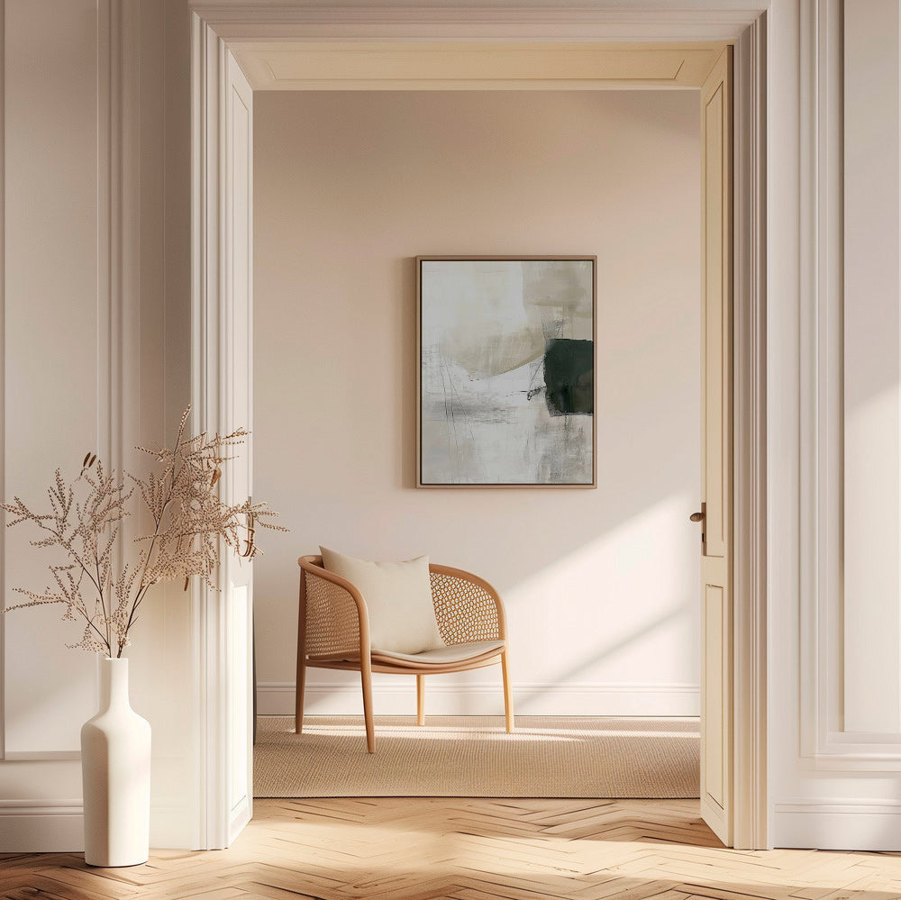 Cuadro abstracto minimalista con bloque verde – Canvas2