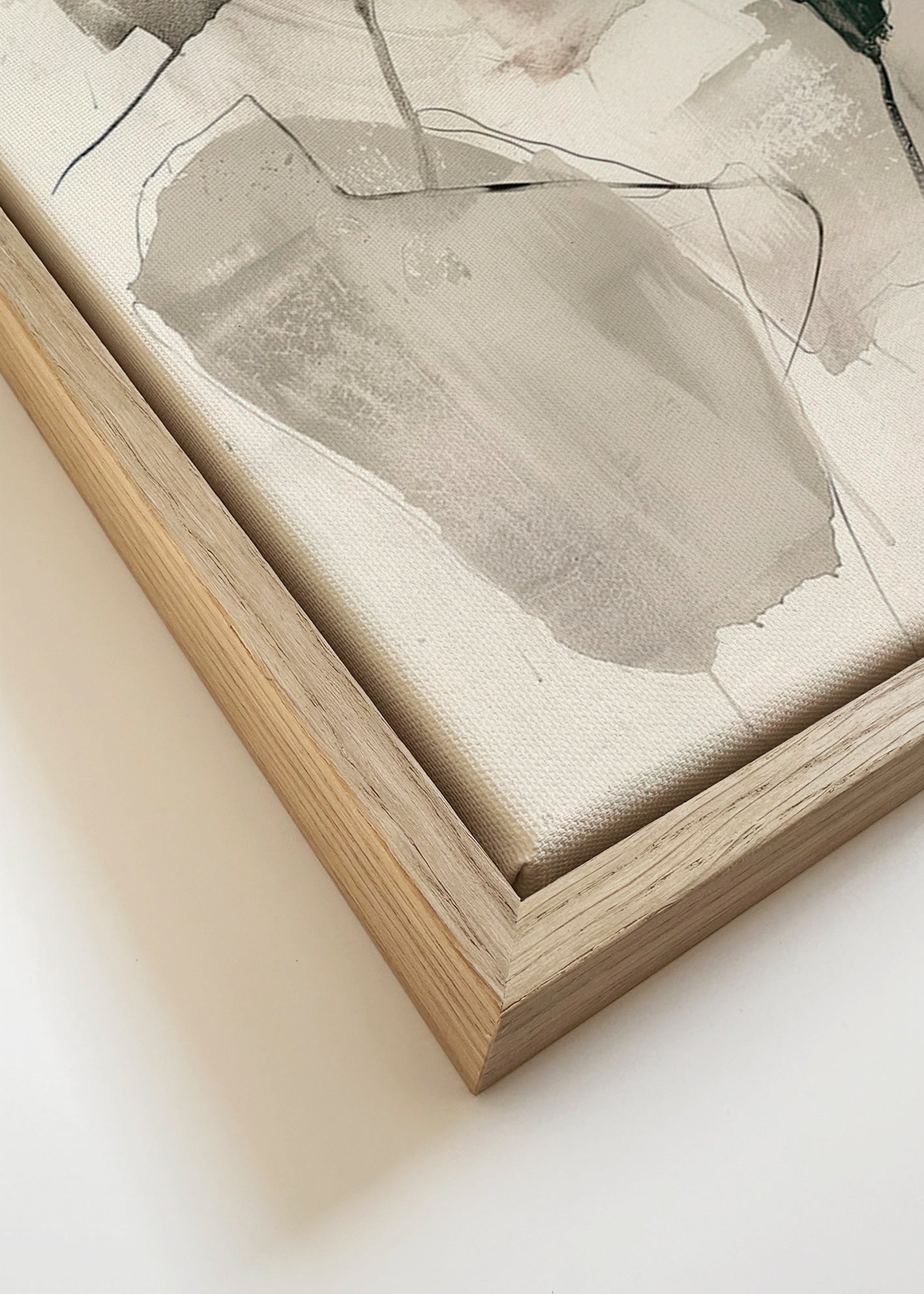 Cuadro abstracto en tinta y tonos neutros – Canvas detail