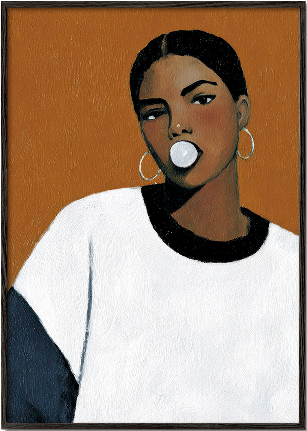 Ilustración retrato contemporánea con burbuja – Black Frame