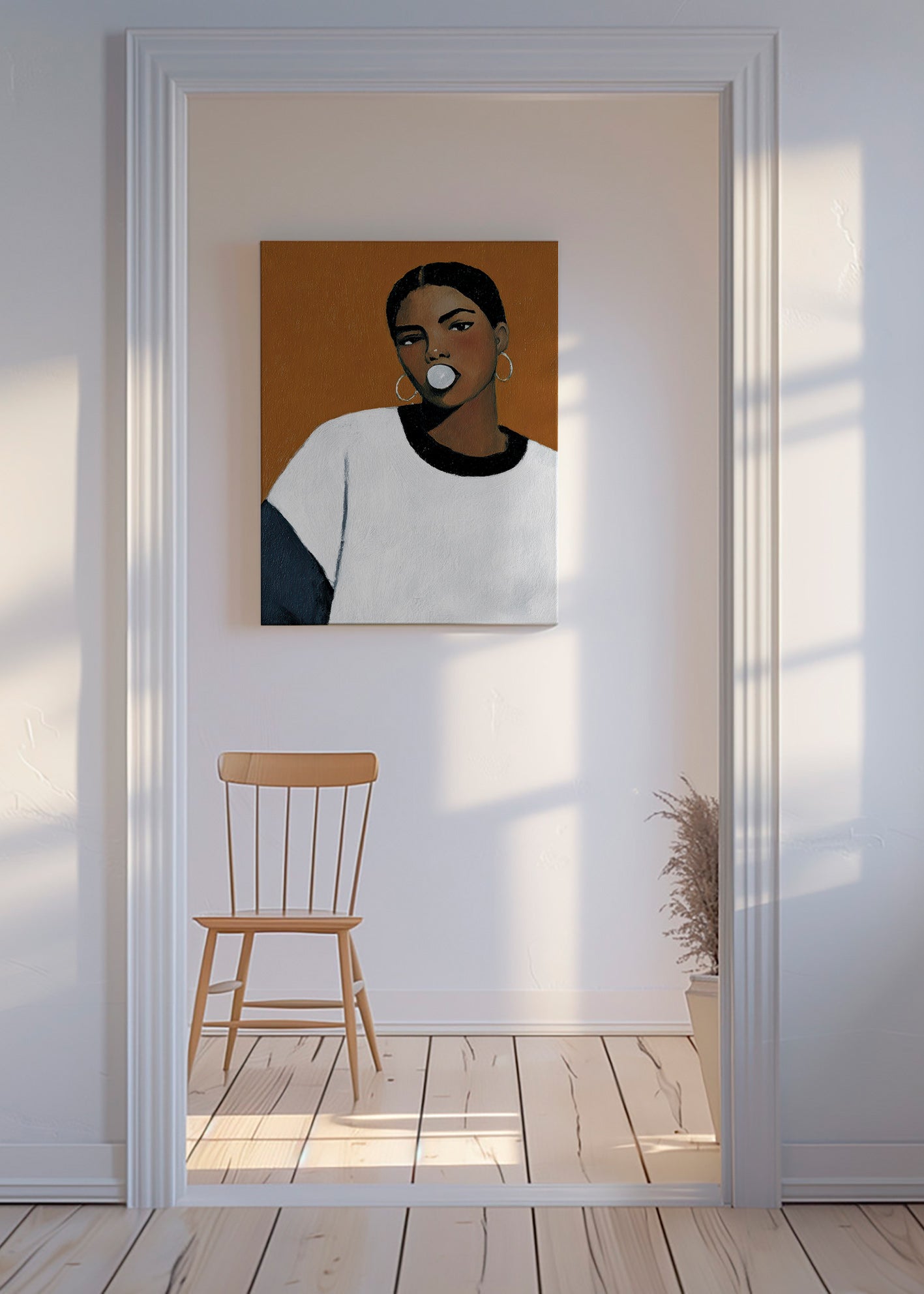 Ilustración retrato contemporánea con burbuja – Canvas