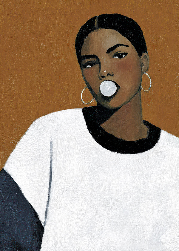 Ilustración retrato contemporánea con burbuja