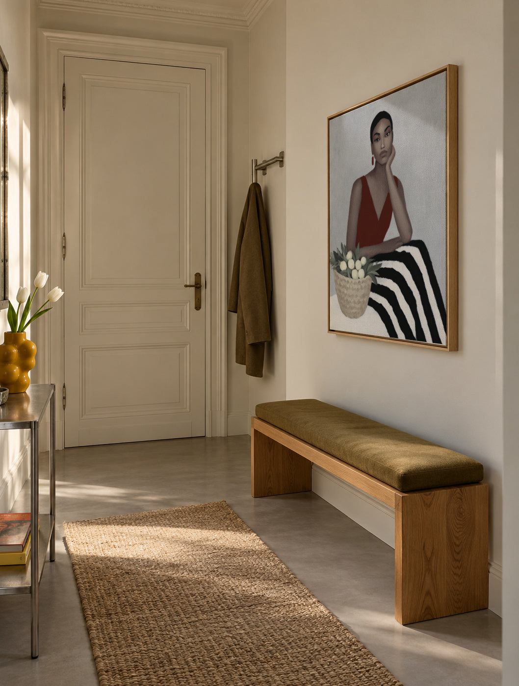 Red Velvet Dress - Framed canvas in an interior