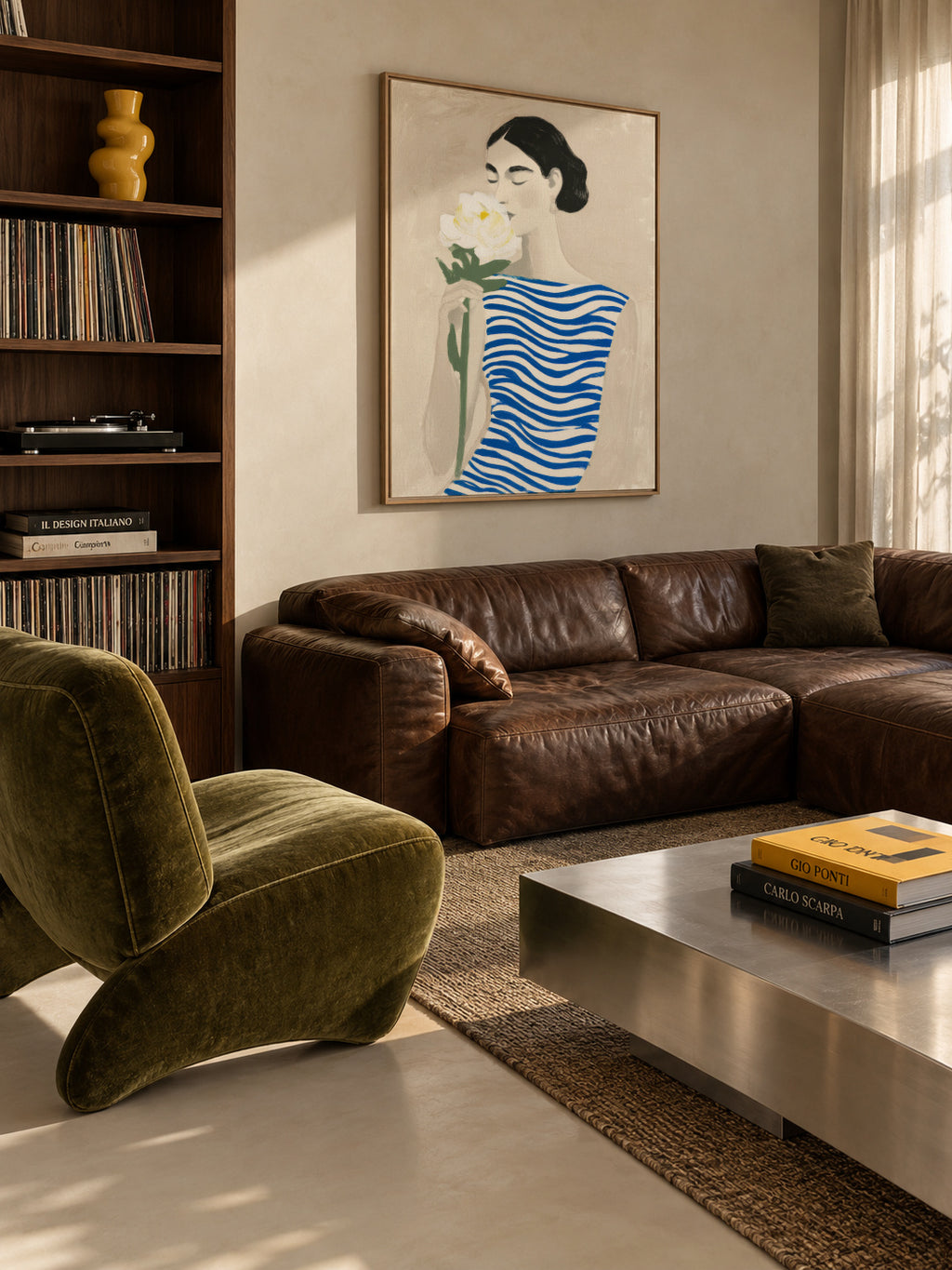 Blue Waves Dress - Framed canvas in an interior