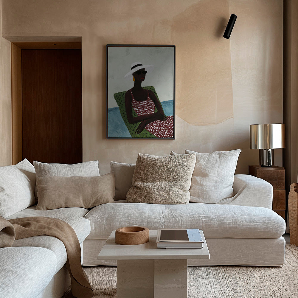 Ilustración elegante con figura reclinada y sombrero – Canvas2