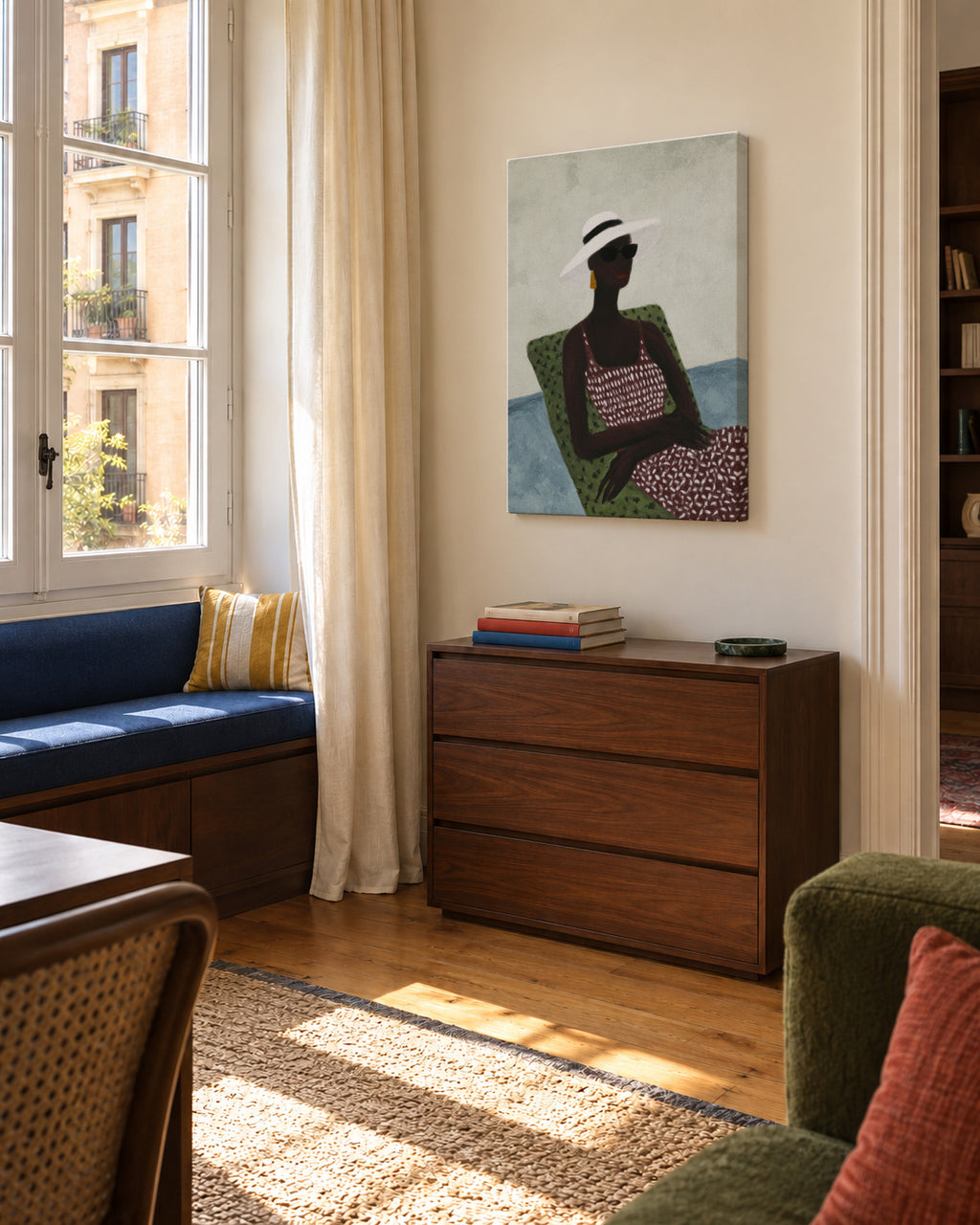 Sunbathing in Pink - Unframed canvas in an interior
