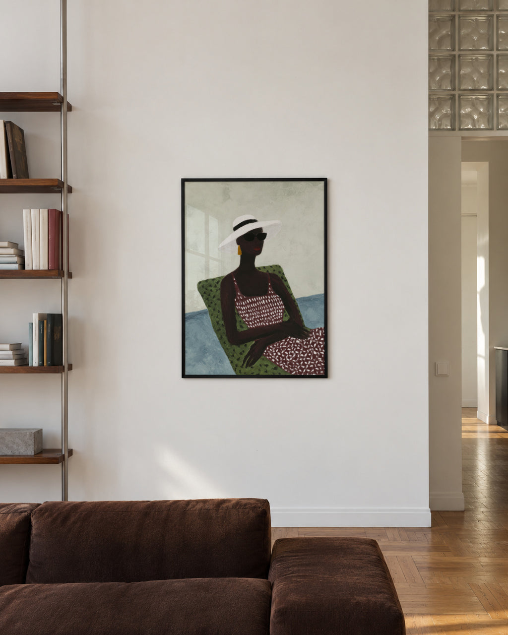 Sunbathing in Pink - Framed poster in an interior