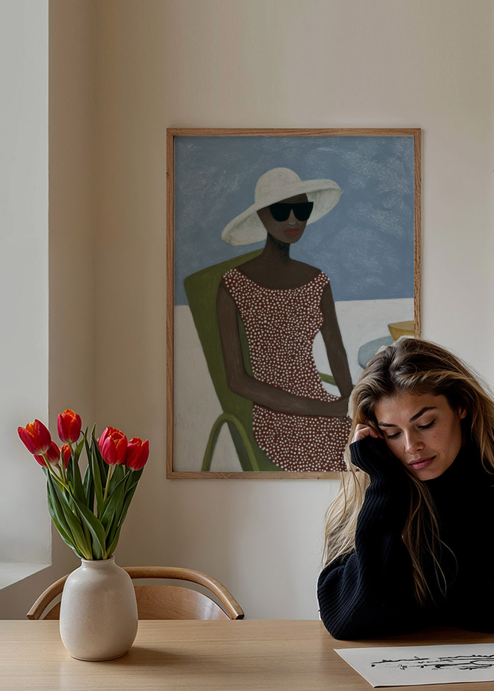 Terrace Sun Hat - Framed poster in an interior