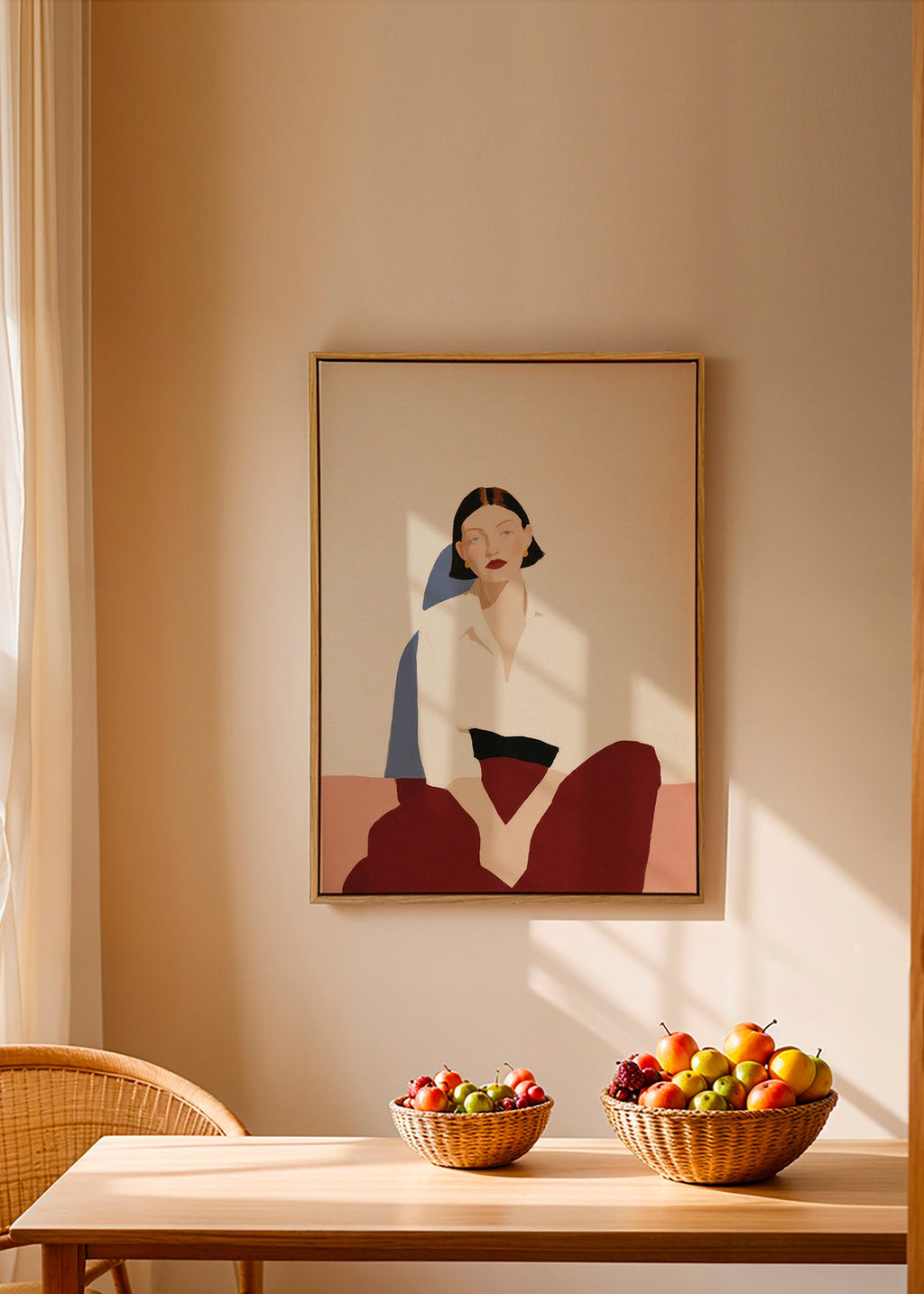 Cuadro minimalista de figura sentada, gesto sereno – Canvas2