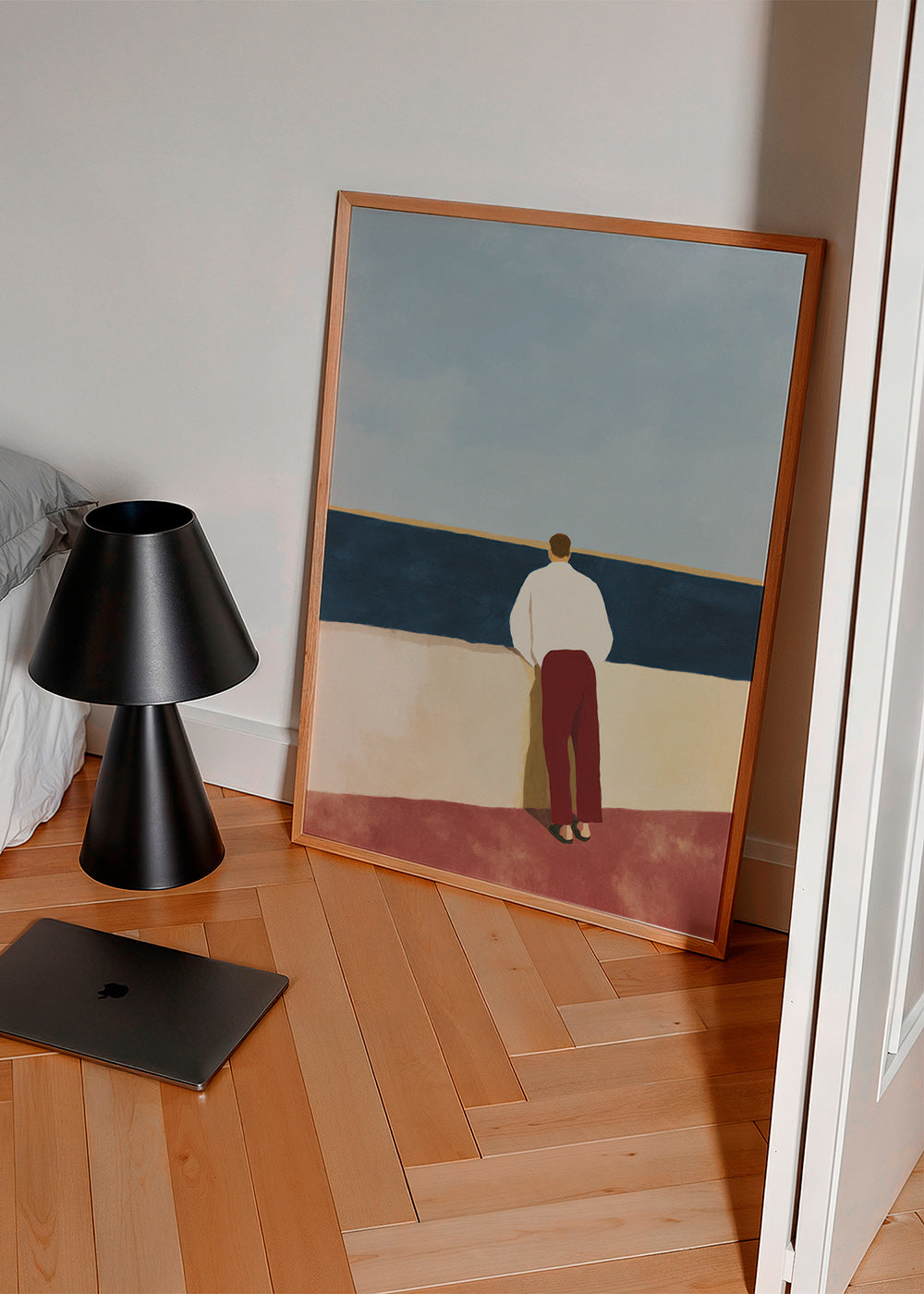 Cuadro de paisaje con figura mirando al mar – Product1