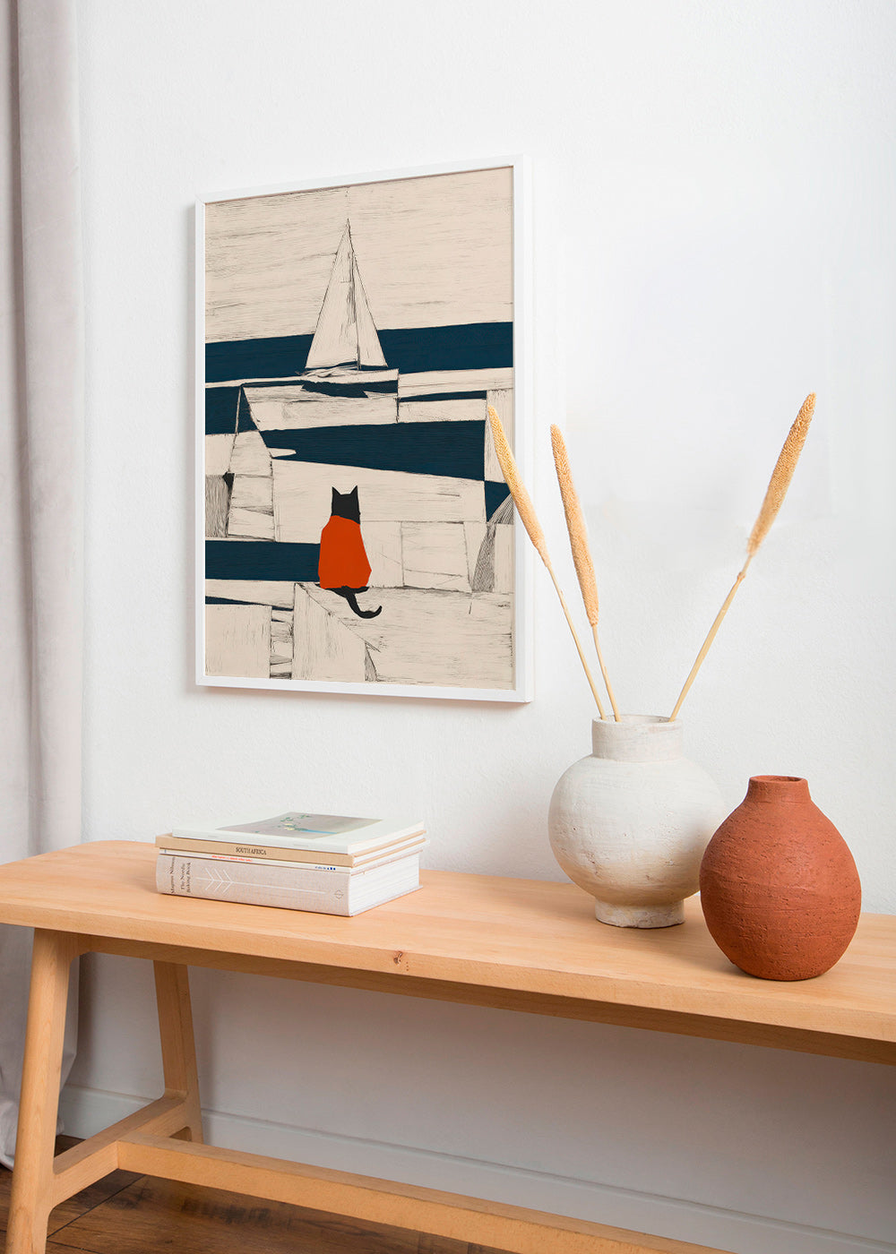 Cuadro gato en el puerto minimalista – Product1