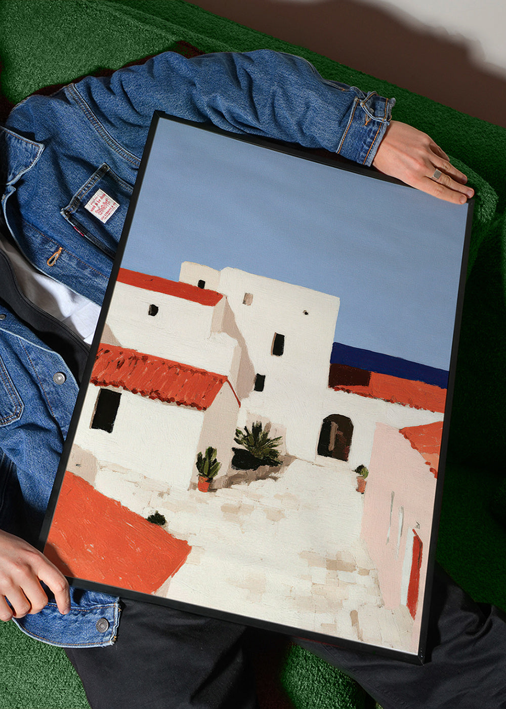 Cuadro de paisaje mediterráneo con tejados rojos – Product2