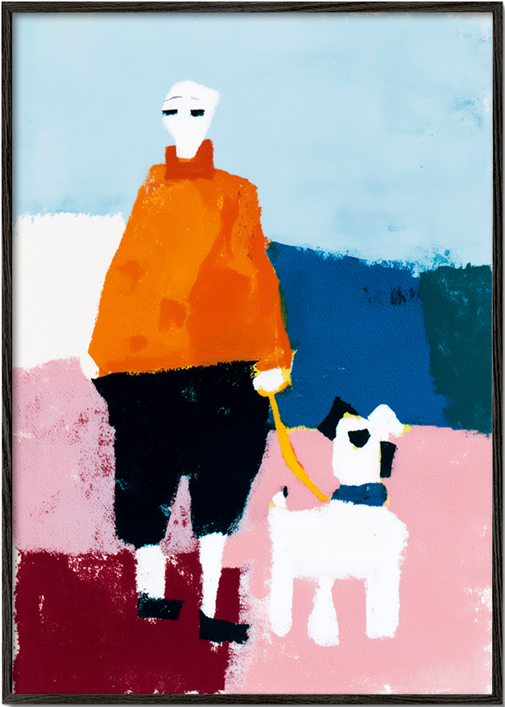 Ilustración paseo matutino con perro – Black Frame