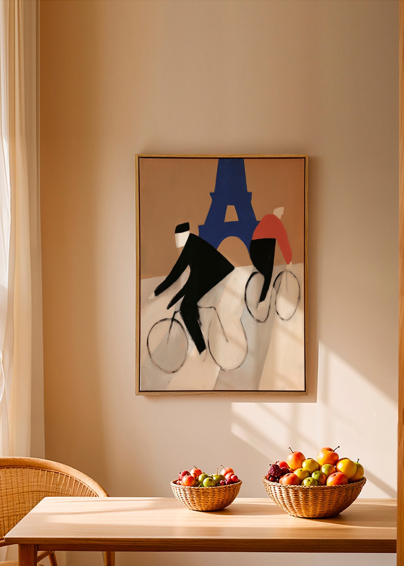 Cuadro de ciudades con ciclistas y Torre Eiffel – Canvas1