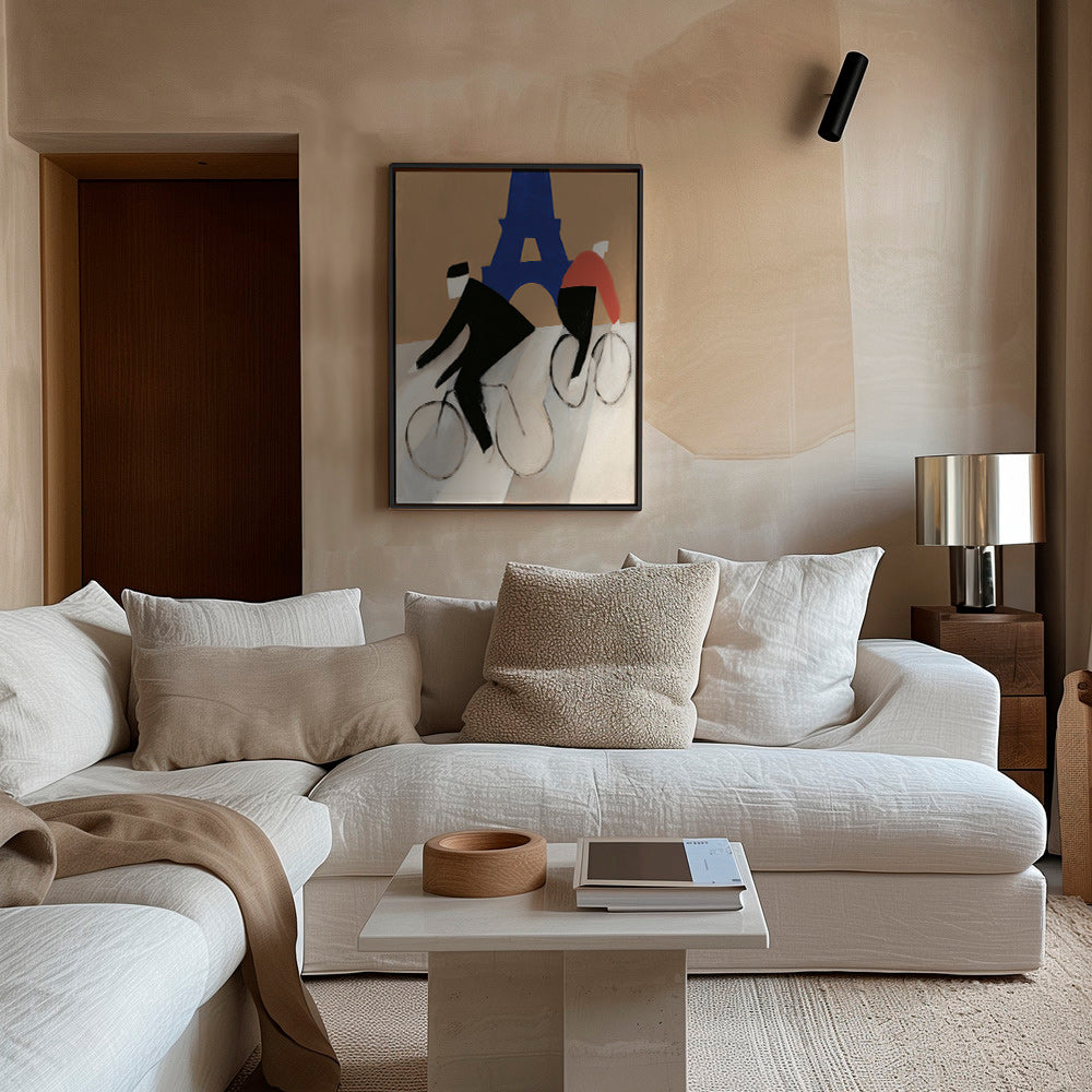 Cuadro de ciudades con ciclistas y Torre Eiffel – Canvas2