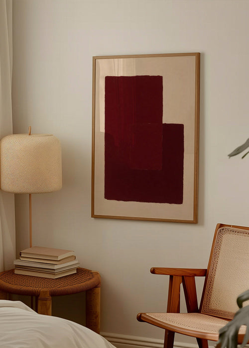 Cuadro abstracto granate con rectángulos superpuestos – Product1