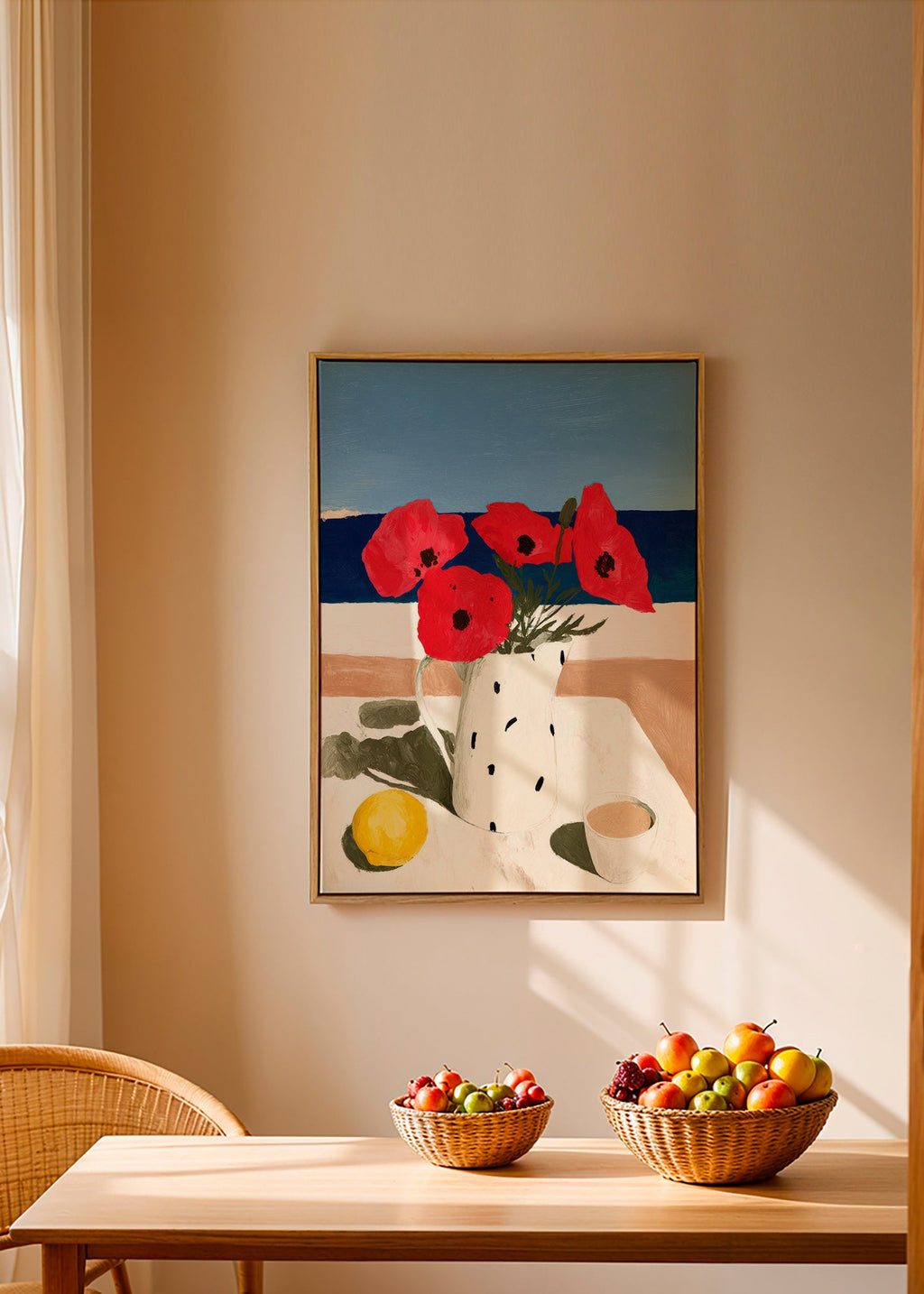 Lámina botánica con amapolas junto al mar – Canvas2