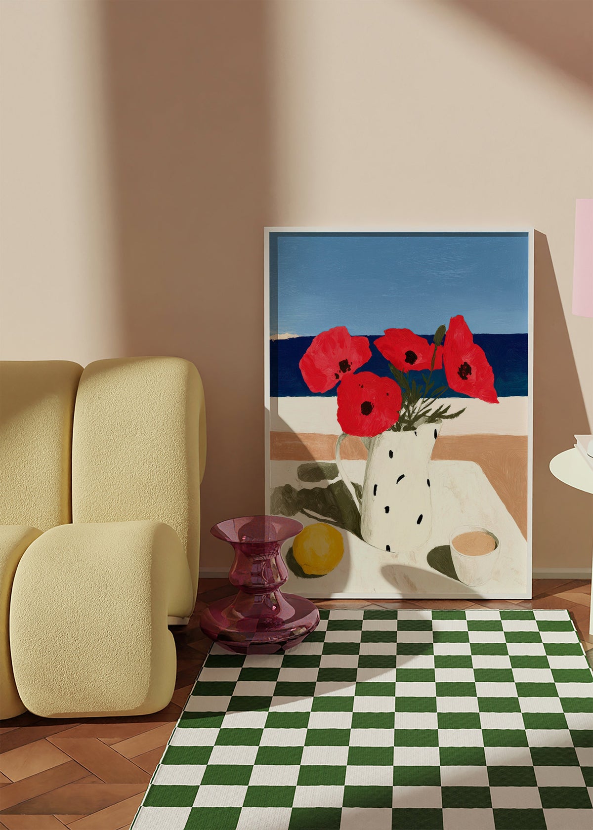 Lámina botánica con amapolas junto al mar – Product1