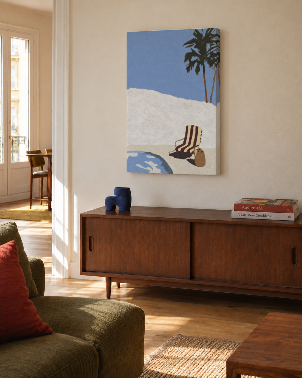 Poolside Solitude - Unframed canvas in an interior
