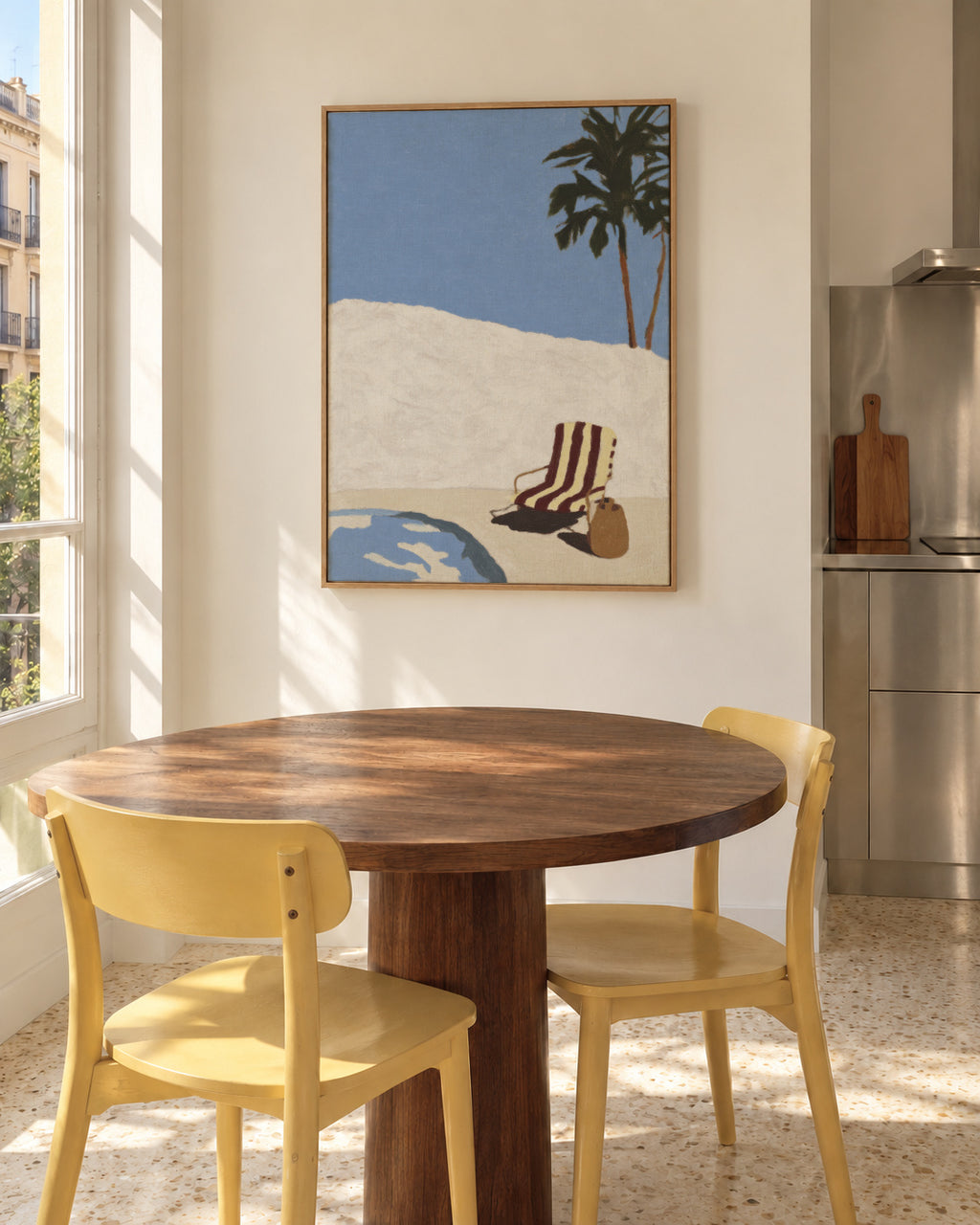 Poolside Solitude - Framed canvas in an interior