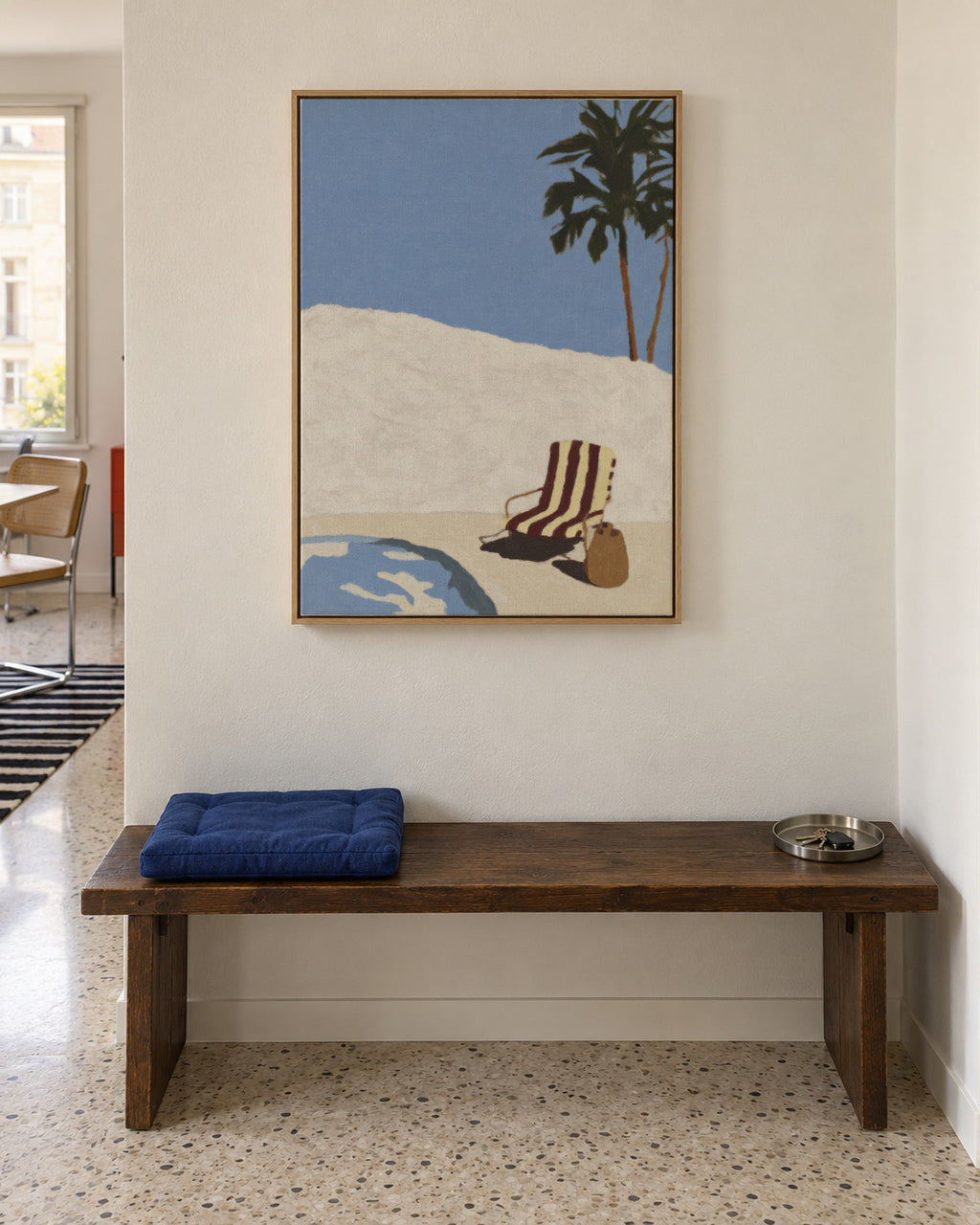 Poolside Solitude - Framed canvas in an interior
