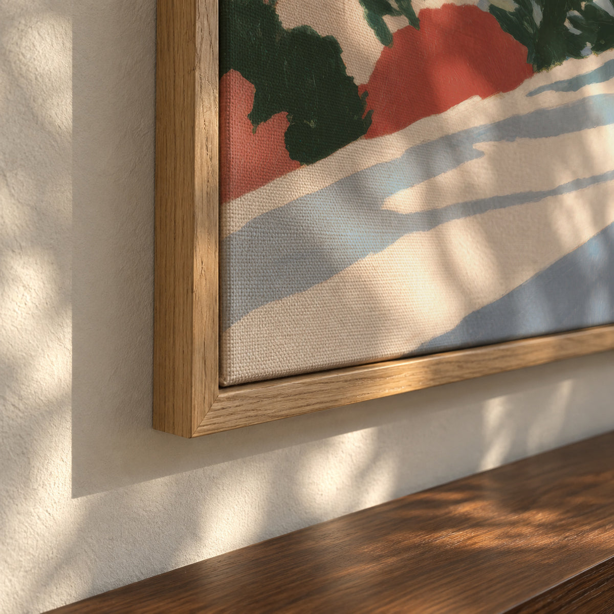 Palm Shadows - Framed canvas detail