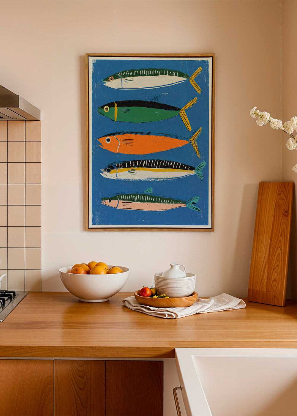Cuadro de cocina con sardinas ilustradas – Canvas2