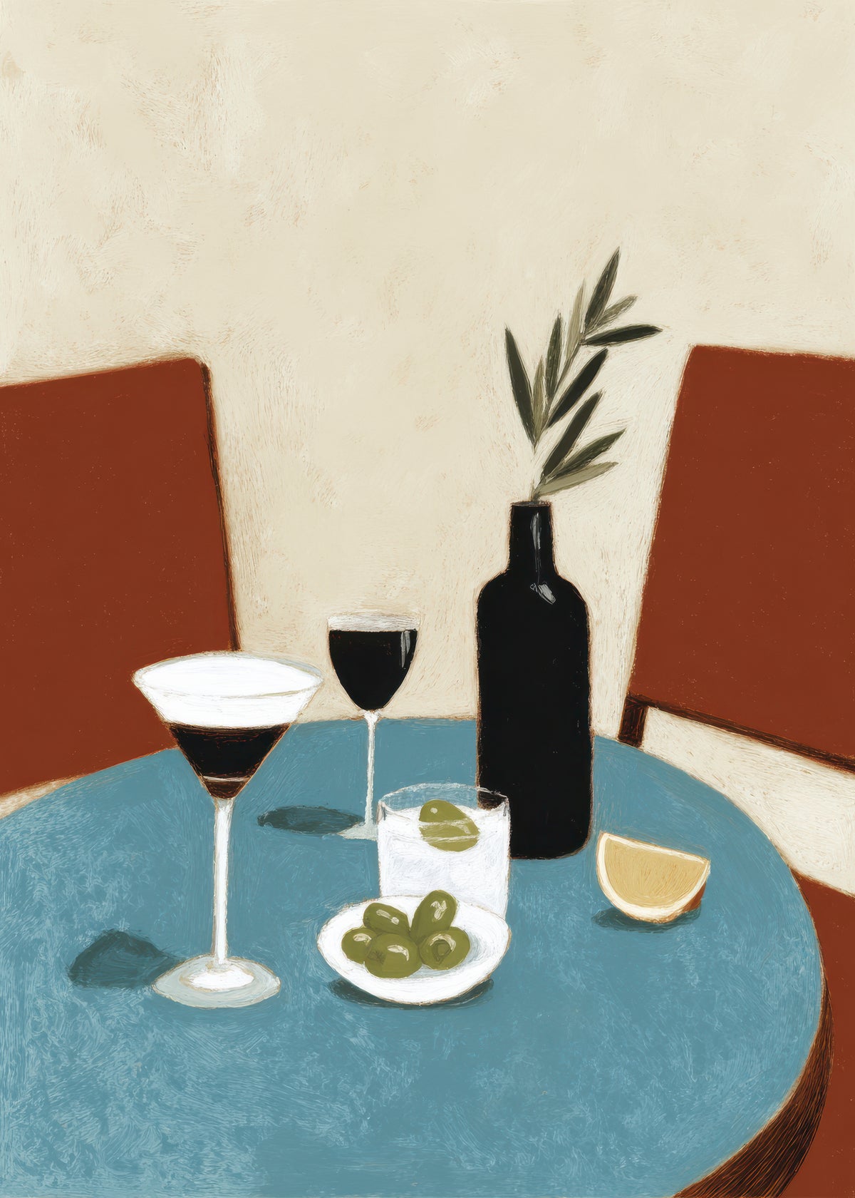 Blue Table Aperitif - Unframed art print