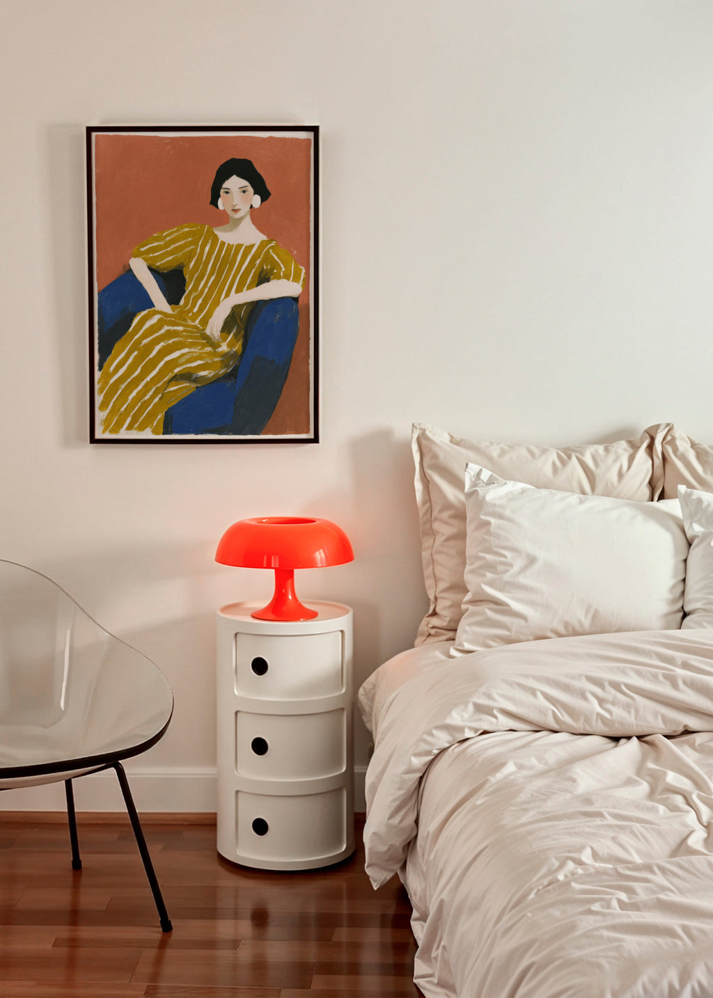 Golden Stripes - Framed poster in an interior