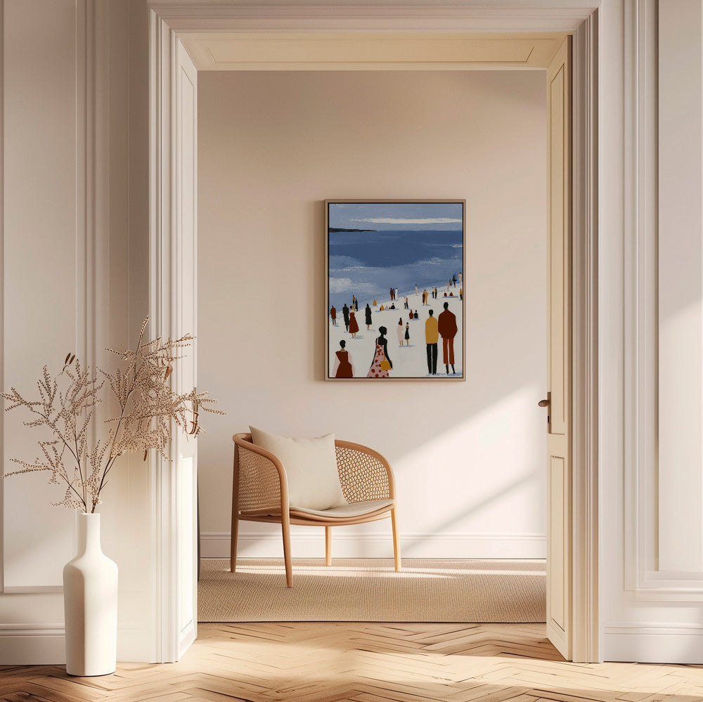 Cuadro de paisaje: playa con figuras estilizadas – Canvas2