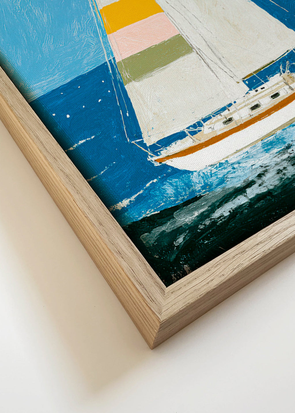 Ilustración: velero con velas de colores – Canvas detail