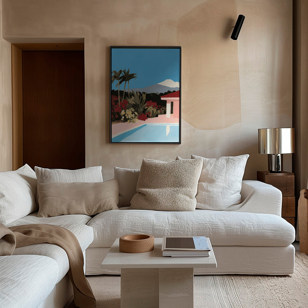 Lámina botánica con piscina y palmeras – Canvas2