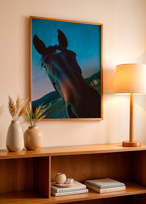 Artwork horse close-up at dusk