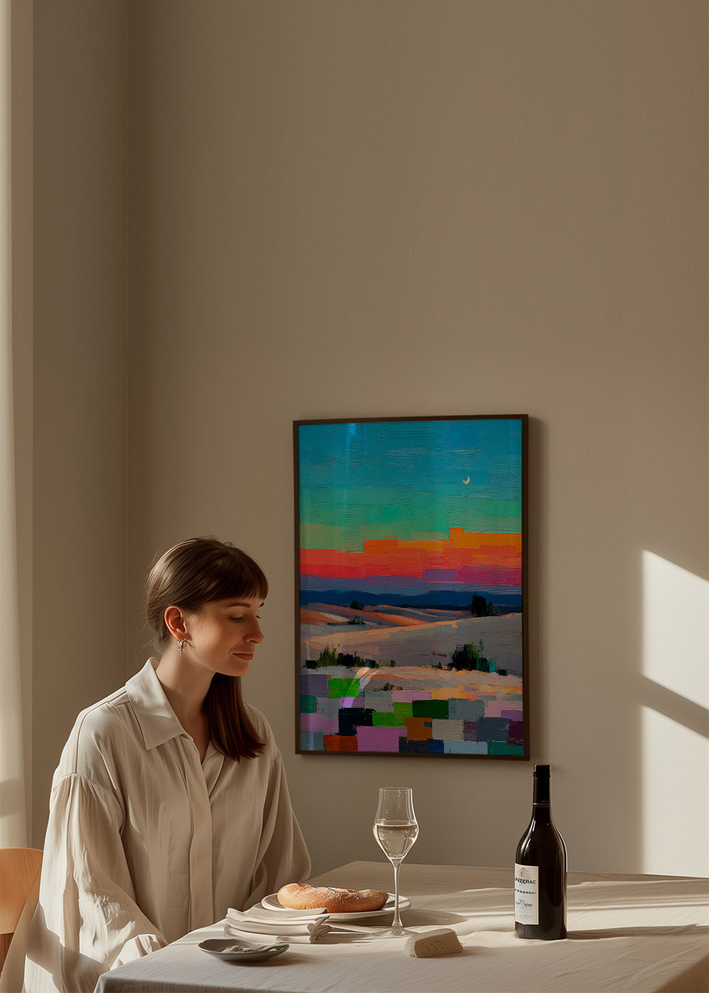 Cuadro de paisaje colorfield con luna – Product1