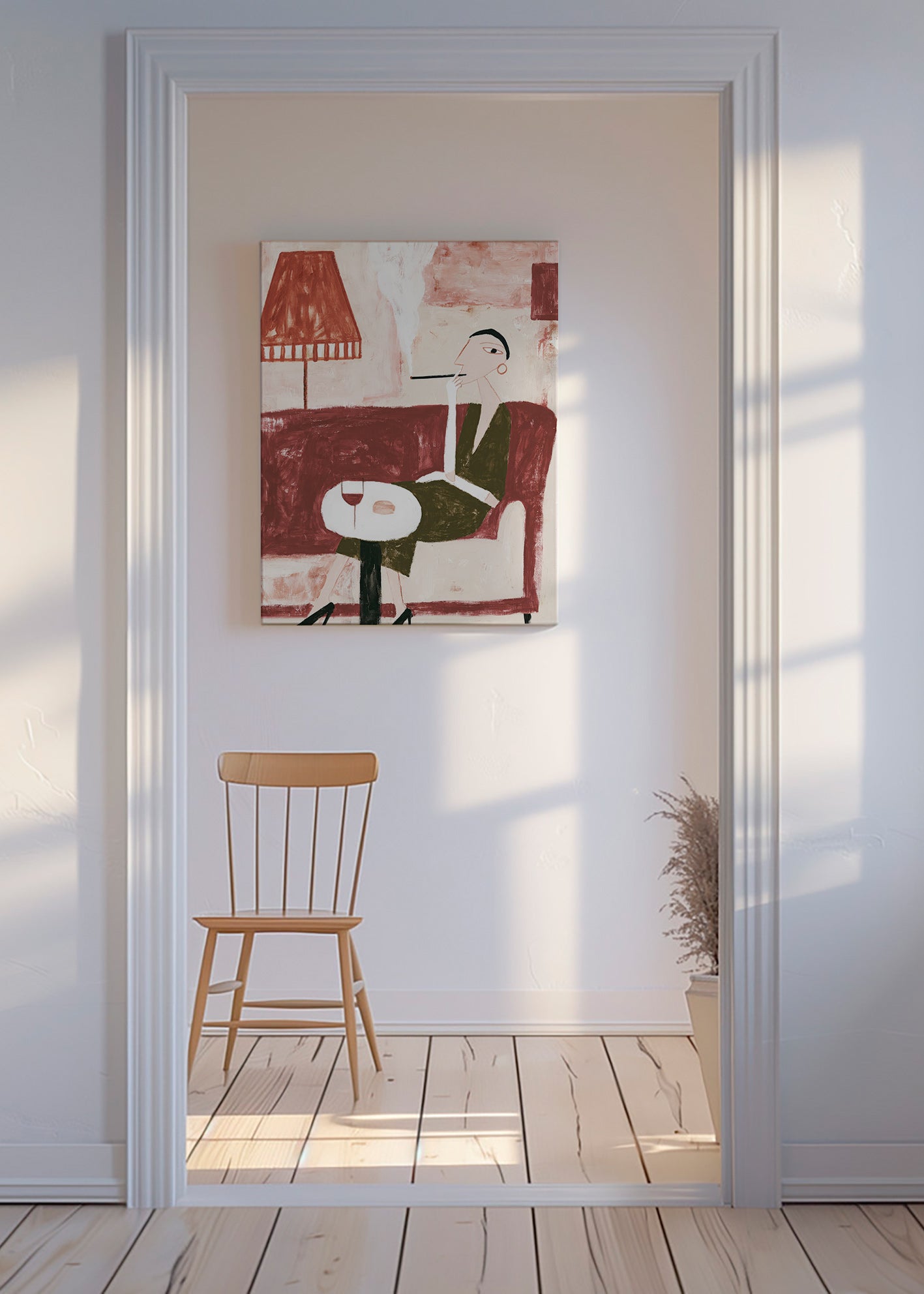 Cuadro de cocina con figura sentada y copa – Canvas