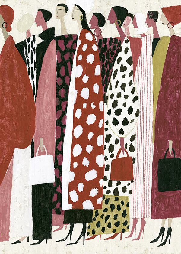 Ilustración de moda: pasarela en perfiles estilizados