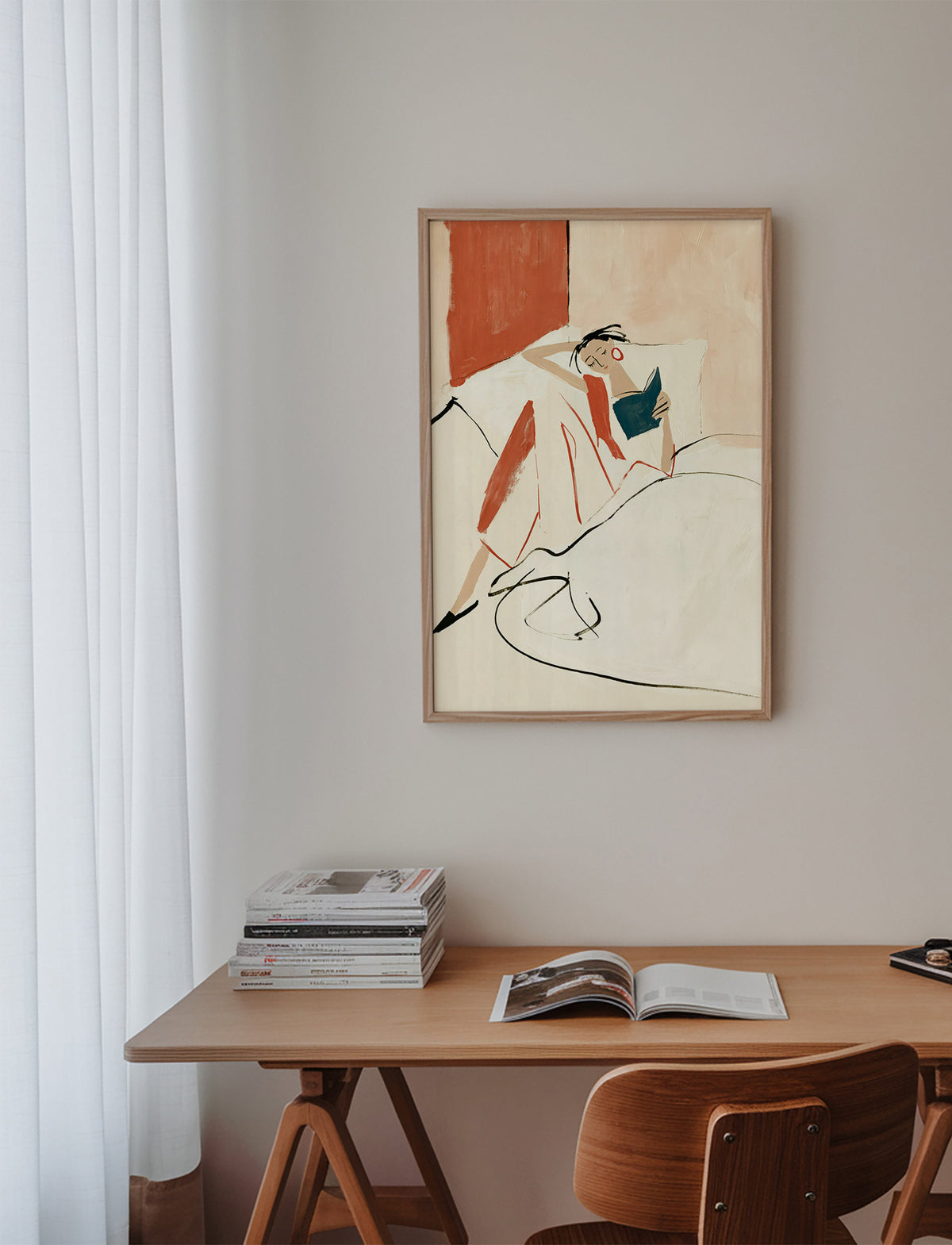 Ilustración mujer leyendo en cama – Product1