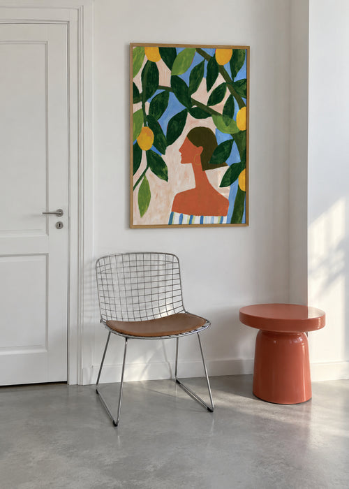 Lemon Garden Muse - Framed poster in an interior
