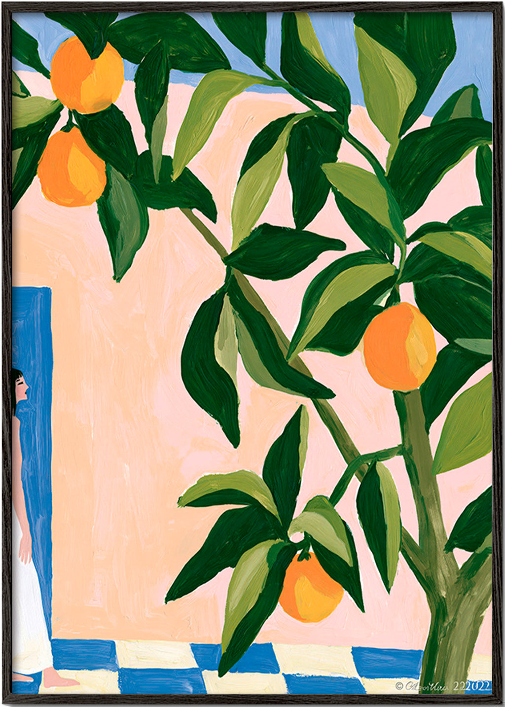 Cuadro de cocina Amalfi con limones pintados – Black Frame