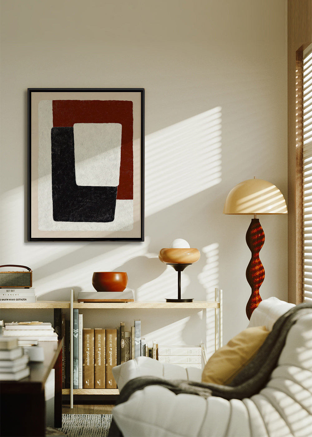 Cuadro abstracto bloques terracota y negro – Canvas2